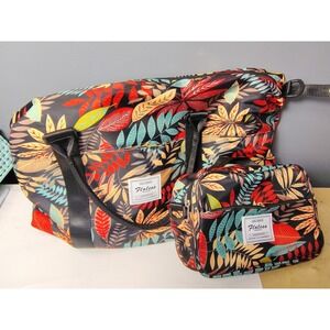 Floless Workshop Tropical Leaf Print‎ Duffel and Toiletry Bag 2pc Travel Set